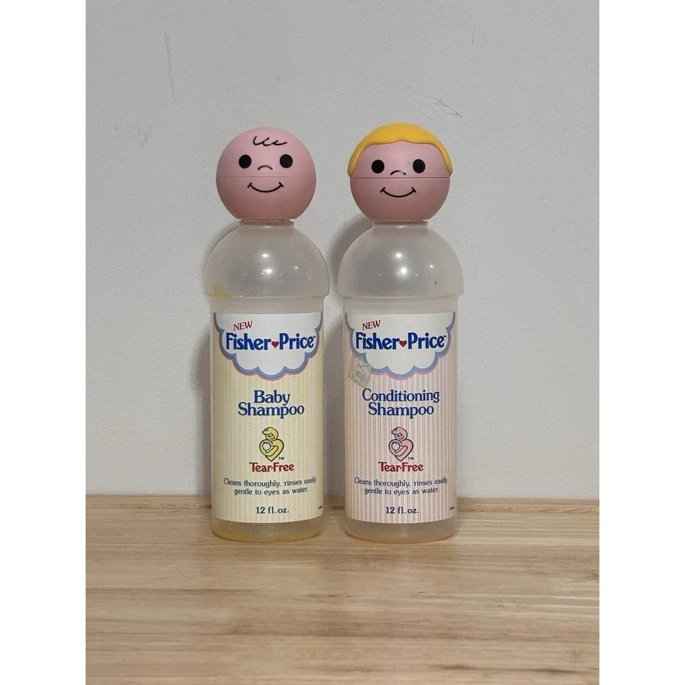 Vintage Fisher-Price Little People Baby Shampoo Bottles 1989 EMPTY‎